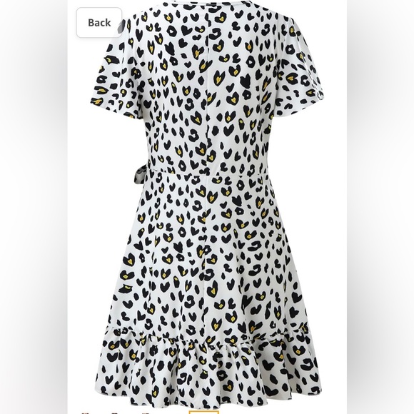 Womens Ruffle Short Sleeve Casual Mini Dress Leopard Print V-Neck - Picture 3 of 8